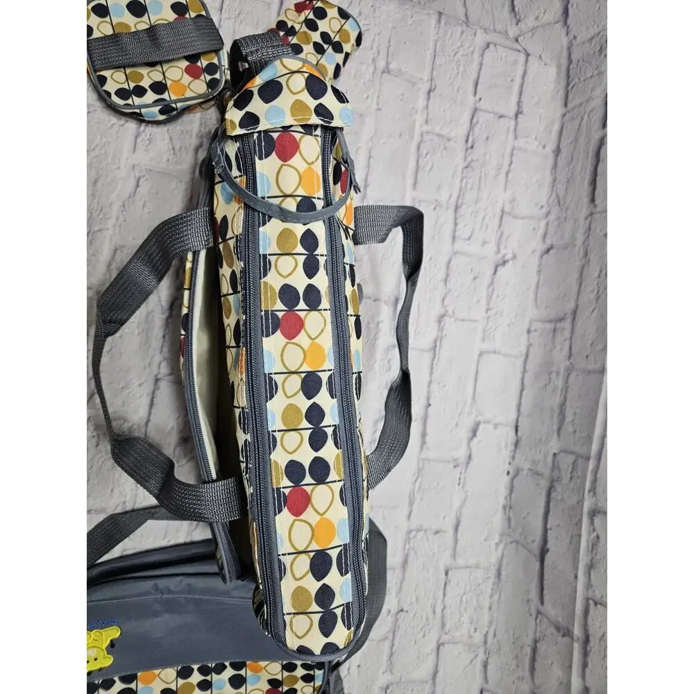Baby Diaper Bag Set 4 Pc Organizing Blue Polka Dot Tote Changing Supply Giraffe